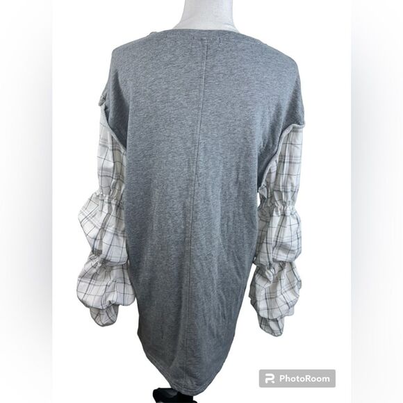 Mustard Seed Lagenlook Sweatshirt Dress Mixed Media Tiered Sleeves Size Medium - Picture 2 of 6